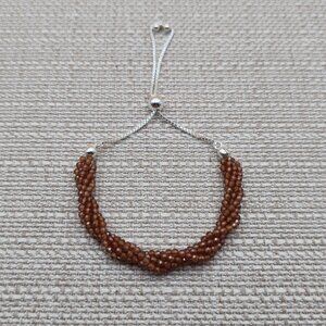 7 Inch Sterling Silver Handmade Beaded Adjustable Chain Bracelet A5124